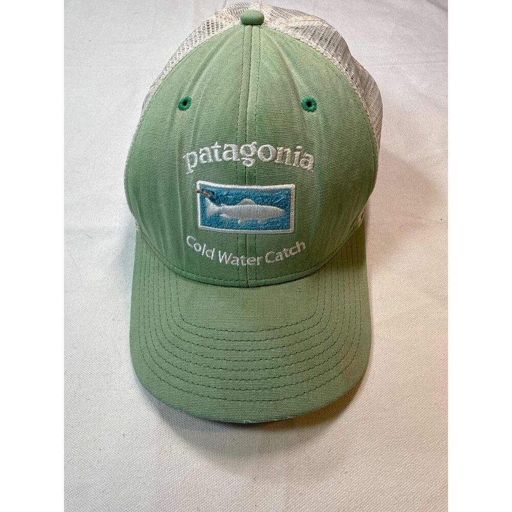 Patagonia Cold Water Catch Trucker Hat Green Cream Mesh Snapback Fly Fishing